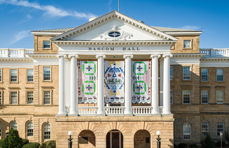 Bascom Hall with banners